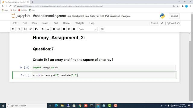 Create 5x5 an array and find the square of an array|Python Tutorial For Beginner |#Shaheencodingzon смотреть онлайн