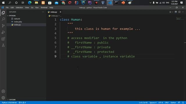 part113 اموزش اولیه access modifier ها در python و تعریف instance variable ها واقعی در یک object смотреть онлайн