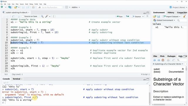 substr & substring Functions in R (3 Examples) | Extract & Replace Certain Characters of String смотреть онлайн