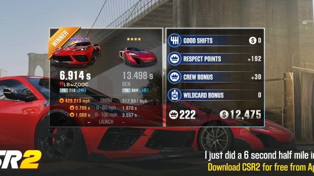 【CSR2】2020 Corvette Stingray (T5/elite 35), shift & tune for 6.91x смотреть онлайн