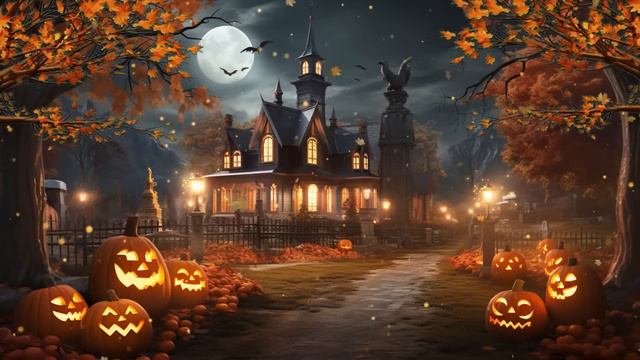 Cozy Autumn Village Halloween Ambience 🎃 Scary Halloween Sounds👻 Halloween Background Music смотреть онлайн