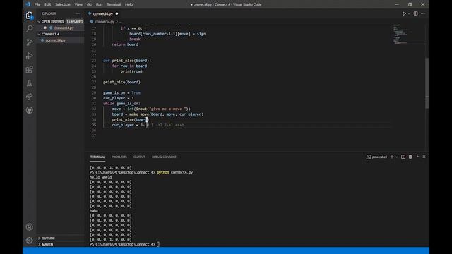 Making Connect 4 in Python and Explaining How it's done Part 1: From zero to a game with no end смотреть онлайн