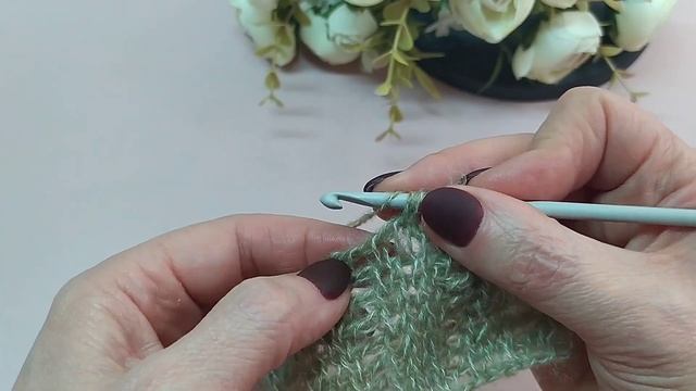 Ажурный тунисский узор ?! Ажур крючком. Тунисское вязание. Узор для шарфа, пледа, палантина. смотреть онлайн