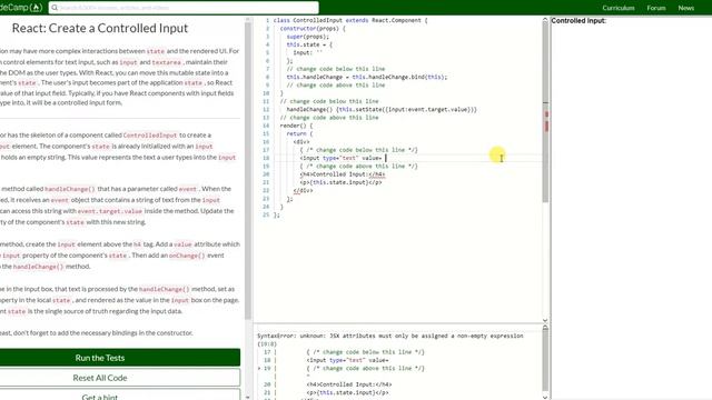 REACT: Create a Controlled Input (28) смотреть онлайн