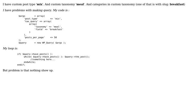 Wordpress: Query with custom taxonomy not working смотреть онлайн
