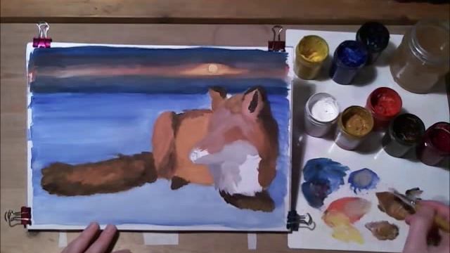 Рисуем лису гуашью смотреть онлайн