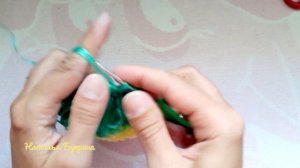 Круглая мочалка вытянутыми петлями,связана крючком!!! Подробный МК!!! Самый простой способ !