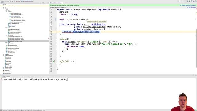 Angular with Firebase part 13 of 70 - Getting the user currently logged in from firebase смотреть онлайн