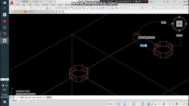 House wiring ( electrical box and conduit layout) in isometric AutoCAD. смотреть онлайн