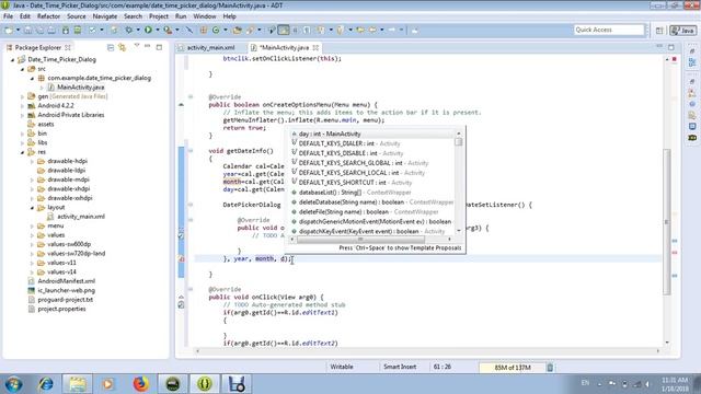 35-Date Time Picker Dialog in android using Eclipse смотреть онлайн