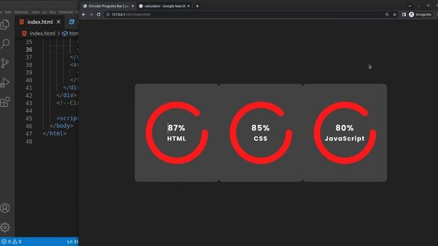 How To Make Animated Circular Progress Bar Using HTML CSS & JavaScript | SVG Skills Progress Bar смотреть онлайн