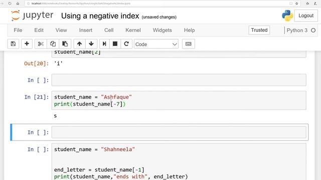 Fundamentals of Python:Lesson 2:Using a negative index:Urdu/Hindi смотреть онлайн