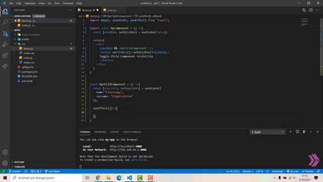 Full-Stack Development Tutorial | How to use React useEffect-#2 || Clarusway смотреть онлайн