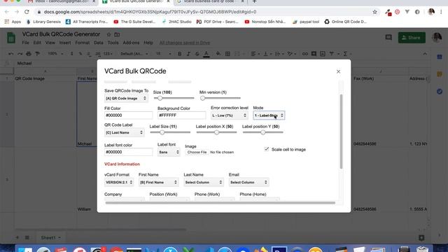 vCard Event Bulk QR Code Generator for Google Sheet Add on смотреть онлайн