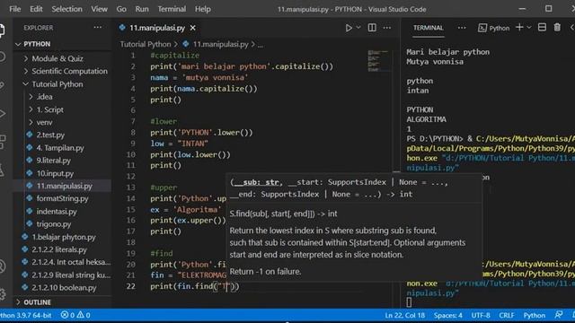 Pemrograman Python : 11. Fungsi manipulasi string смотреть онлайн
