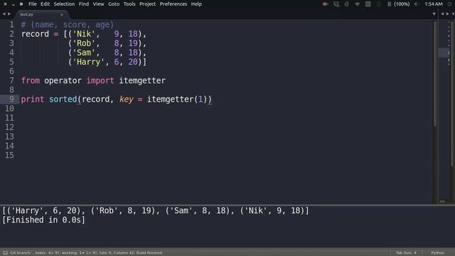 Sorting by key in Python смотреть онлайн