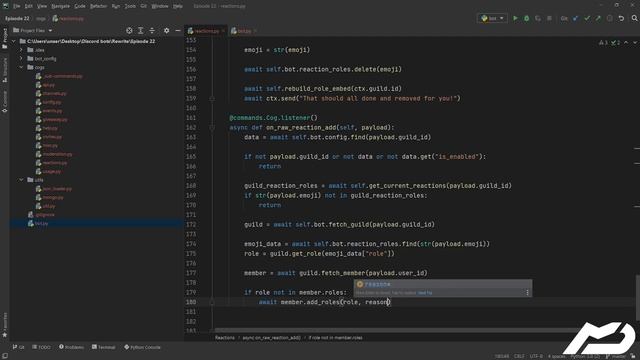 Discord.py Bot Tutorial - Reaction Roles (Episode #22.3) | MenuDocs смотреть онлайн