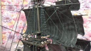 № 104 Сборка модели корабля черная жемчужина  Установка второго паруса на вторую мачту.