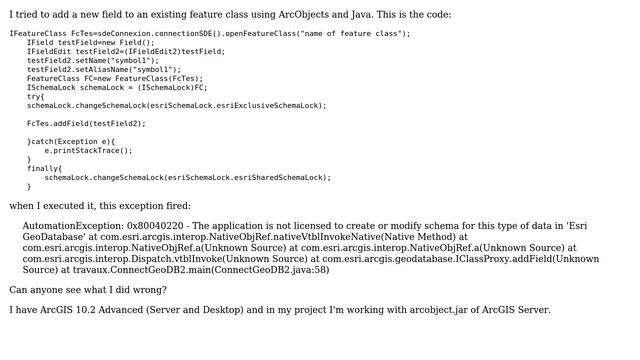 GIS: Adding field to existing feature class using ArcObjects and Java? смотреть онлайн