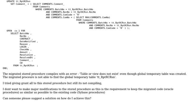 Databases: Migrating stored procedure from Sybase to Oracle having temporary tables смотреть онлайн