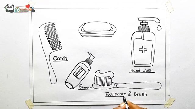 how to draw 5 Things we use to keep our body clean | bathroom essential drawing смотреть онлайн