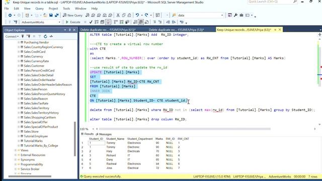Delete / Remove duplicate records in a table смотреть онлайн