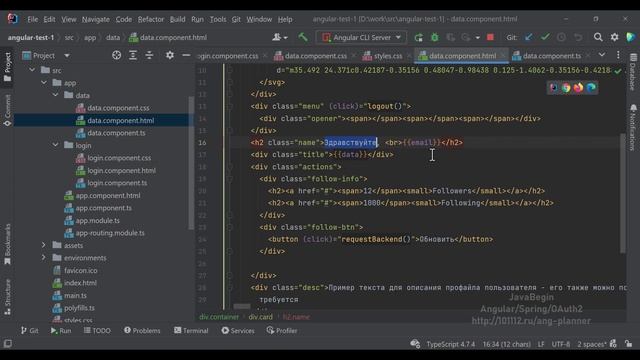 Основы Angular + Java/Spring: дизайн страницы Data (2022) смотреть онлайн
