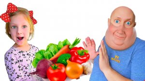 Настя учит папу правильно питаться и заниматься спортом