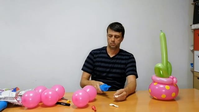 Цветок в горшке. Фигура из шаров, букетик. смотреть онлайн