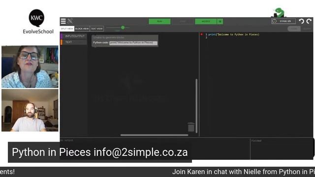 Join Karen Walstra's chat with Tim Holliday - 2Simple Python in Pieces смотреть онлайн