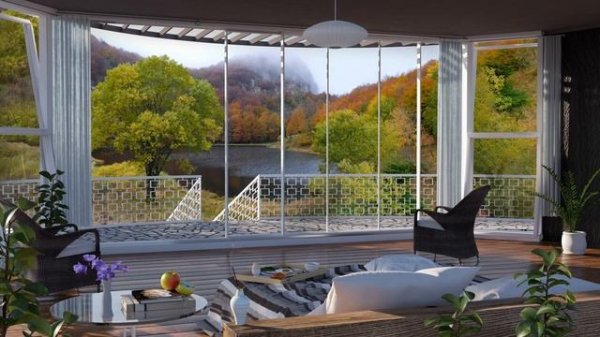 Lake House & Relaxing Morning Ambiance with Gentle Wind Sounds and Forest Birdsong relaxation.