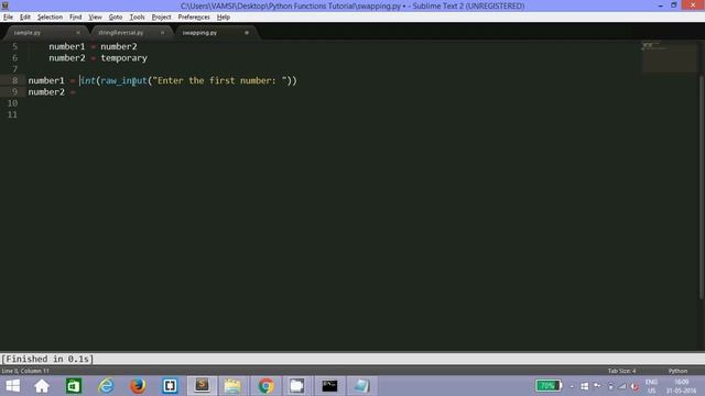 Step 3.2 : Swapping two numbers using functions in python смотреть онлайн