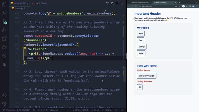 Vanilla JavaScript Challenge (Formatting Strings and Numbers) смотреть онлайн