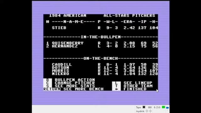 MicroLeague Baseball - playthrough - C64 - 1984 AL vs NL All-Stars смотреть онлайн