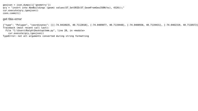 GIS: GeoJSON MultiPolygon/Polygon To PostgreSQL Using Python/Psycopg2