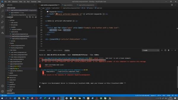 ✅ NG8001: 'mat-icon' is not a known element: Error occurs in the template of component xxComponent.