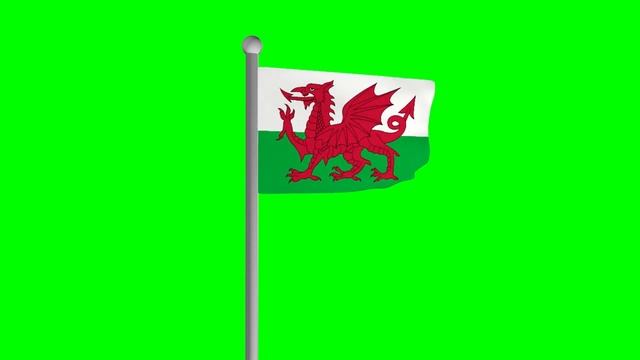 Флаг Уэльса хромакей футаж | Flag Wales chromakey footage смотреть онлайн