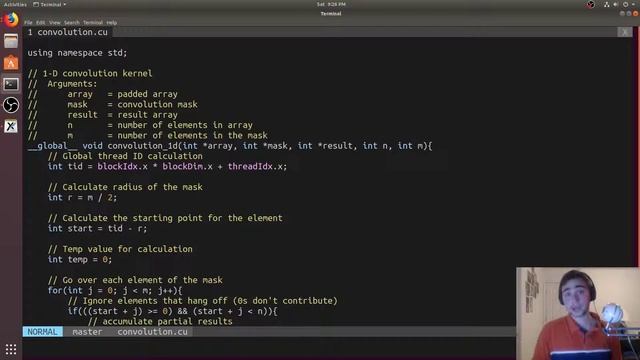 CUDA Crash Course: Naive 1-D Convolution смотреть онлайн