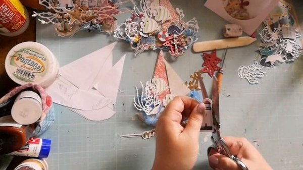 Скрапбукинг. Морская открытка. Процесс создания.