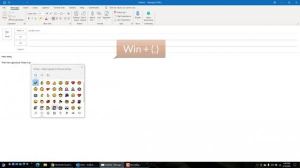 Insert Emoji / Emoticons in Outlook Message