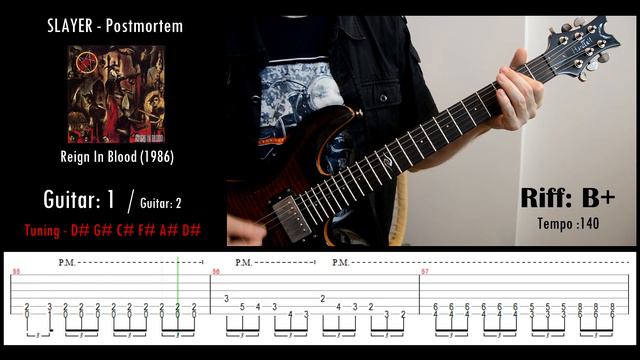 Slayer - Postmortem - Guitar Riffs With Tabs / Cover / Lesson