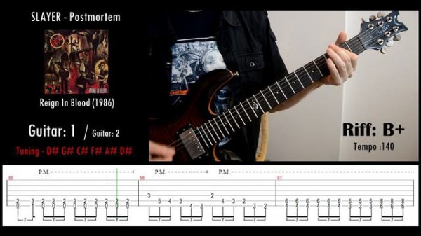 Slayer - Postmortem - Guitar riffs with tabs / cover / lesson