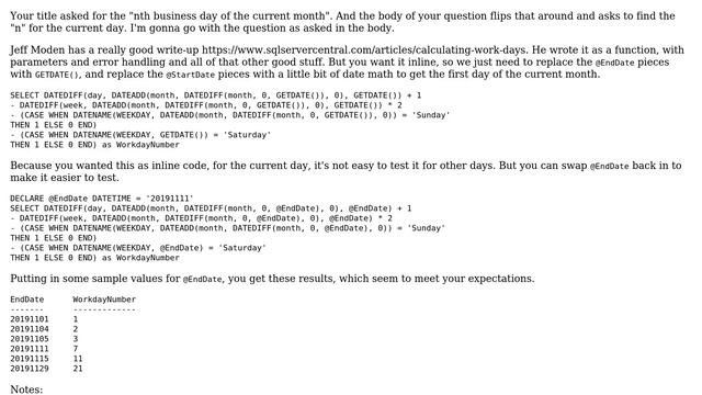 Databases: Calculate nth business day of the current month смотреть онлайн