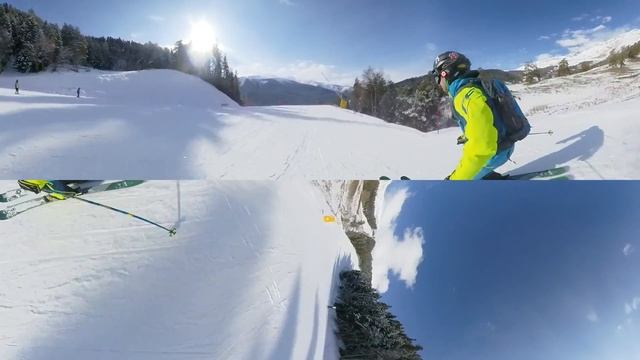 Обзор горных лыж Whitedot Preacher Carbon и спуск по трассе на горнолыжном курорте Архыз видео 360 смотреть онлайн