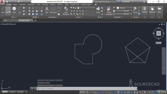 AutoCAD 2018 Part 034 Simple object snaps смотреть онлайн