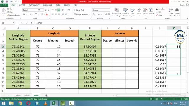 Conversion of Decimal Degree to Degrees Minutes Seconds in Excel- What is DD to DMS Formula in Exce смотреть онлайн