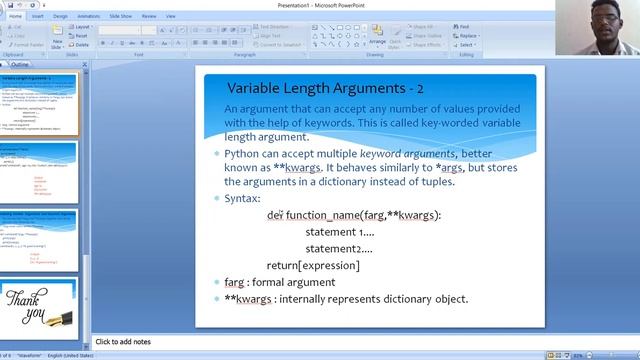PYTHON SEMINAR 1: VARIABLE LENGTH ARGUMENT: 20BQ5A0108: R.VENKATESWARA RAO :VVIT смотреть онлайн