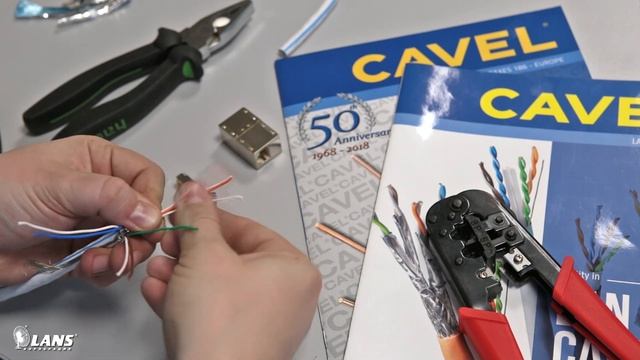Монтаж разъема RJ45 на витую пару CAVEL LAN745 (cat 7a S/FTP) смотреть онлайн