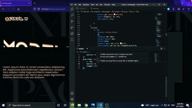 Modeling landing page using html css js || gsap animation || part 2 смотреть онлайн