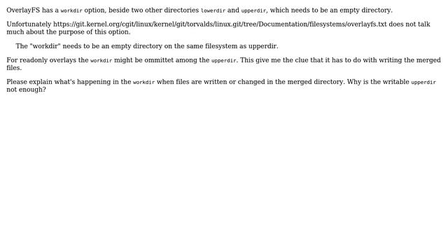 Unix & Linux: Linux Filesystem Overlay - what is workdir used for? (OverlayFS) смотреть онлайн
